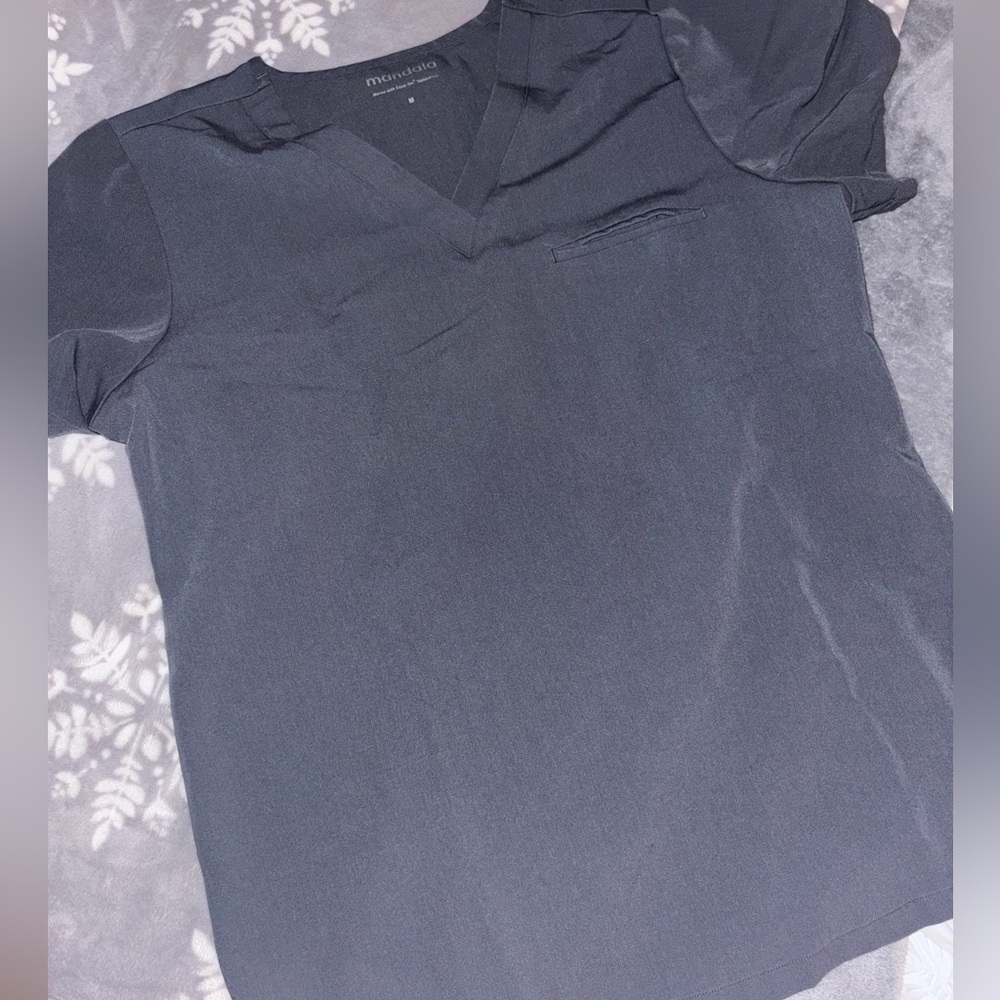 Mandala 1 pocket Pewter Scrub Top